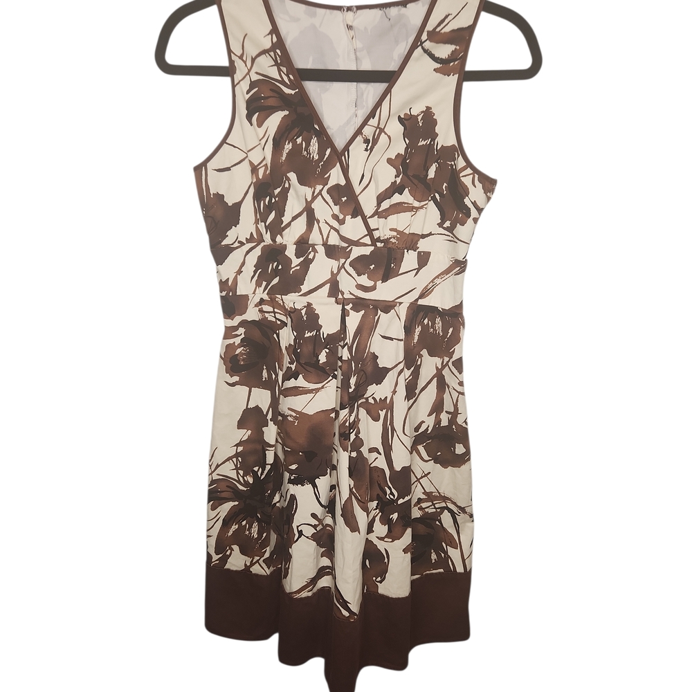 Alyn Paige Women's Brown/Ivory Floral Sleeveless Empire Waist Dress Size S